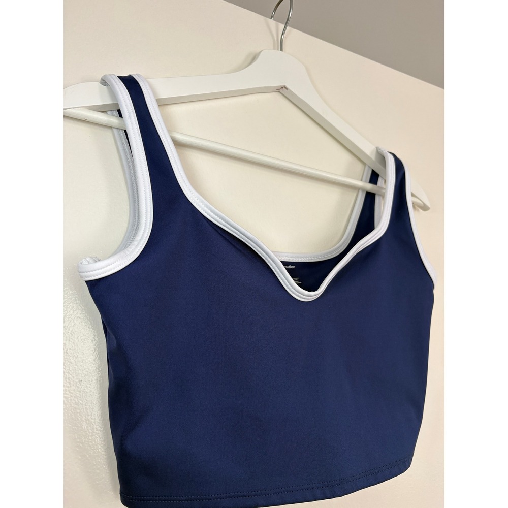 Reformation Active Caserta Eco Move Crop Tank Top Small Navy Blue Contrast - Picture 4 of 5